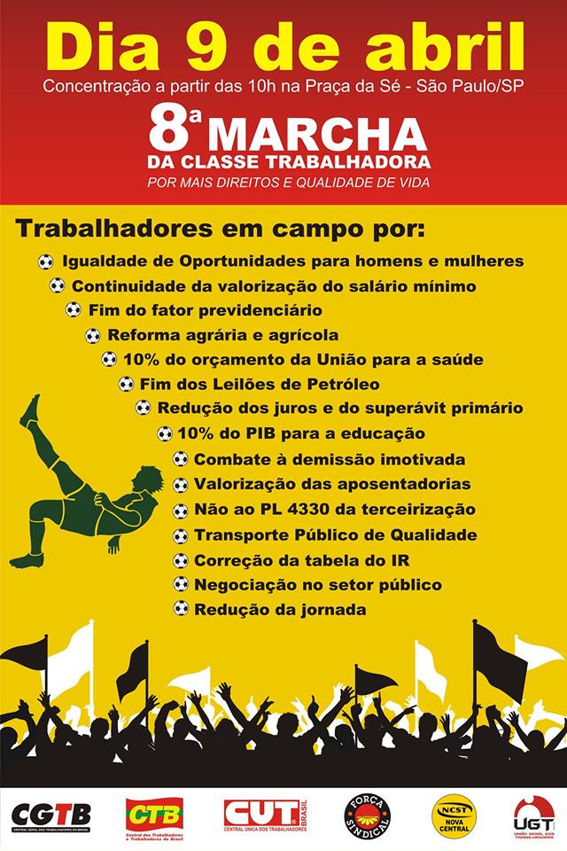 Força PR mobiliza mais de 500 pessoas para participar da 8ª edição da Marcha da Classe Trabalhadora